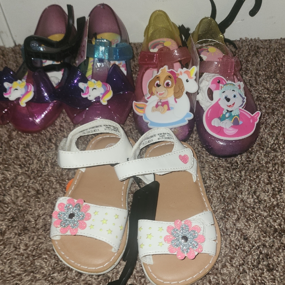 White and Pink Kids Sandals